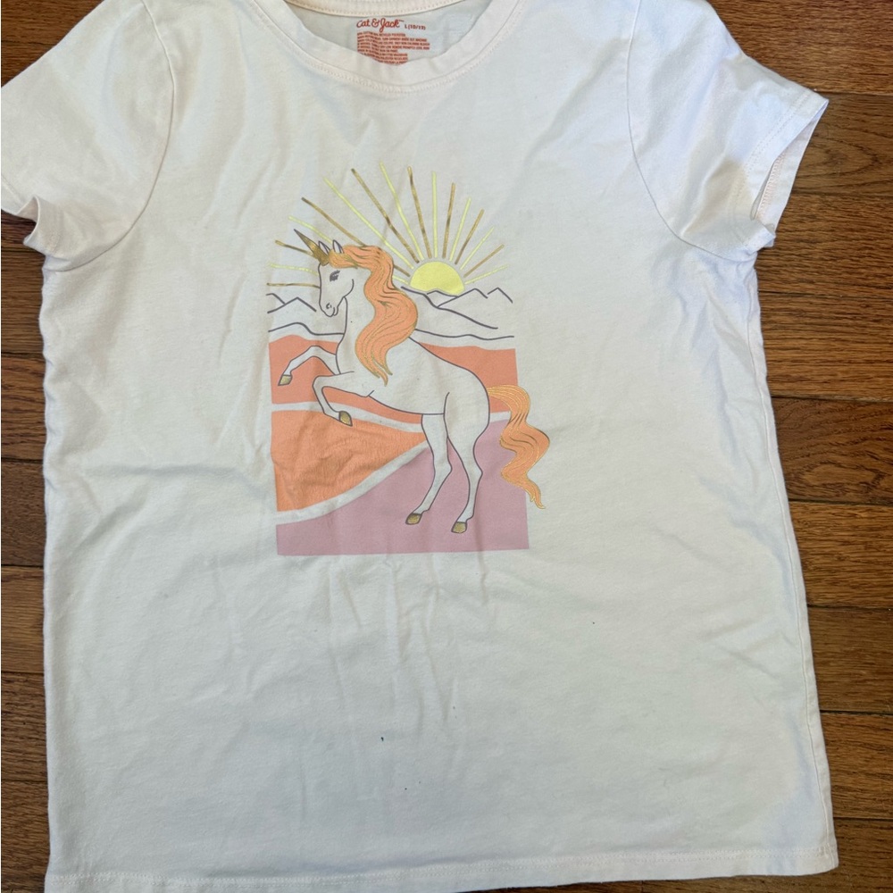 Unicorn Print Peach Kids Shirt